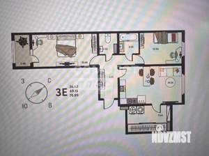 3-к квартира, вторичка, 71м2, 12/17 этаж