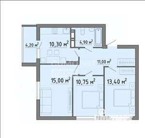 3-к квартира, вторичка, 70м2, 1/19 этаж