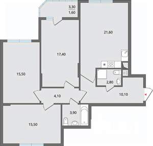 4-к квартира, строящийся дом, 96м2, 14/25 этаж