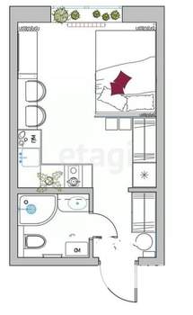 Студия квартира, вторичка, 29м2, 2/17 этаж