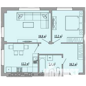 2-к квартира, строящийся дом, 60м2, 4/5 этаж