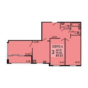 3-к квартира, вторичка, 85м2, 3/25 этаж