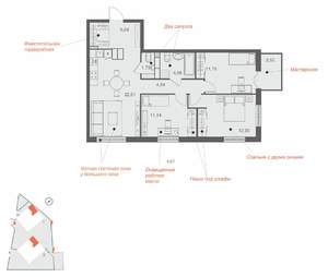 3-к квартира, вторичка, 79м2, 13/25 этаж