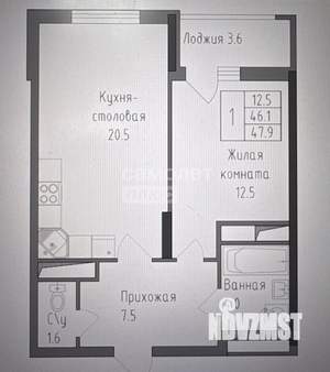 1-к квартира, вторичка, 48м2, 5/19 этаж