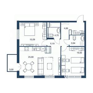 2-к квартира, вторичка, 81м2, 25/25 этаж