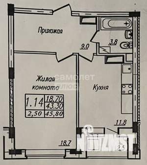 1-к квартира, вторичка, 43м2, 11/17 этаж