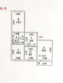 3-к квартира, вторичка, 65м2, 9/10 этаж