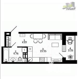 Студия квартира, вторичка, 29м2, 11/25 этаж