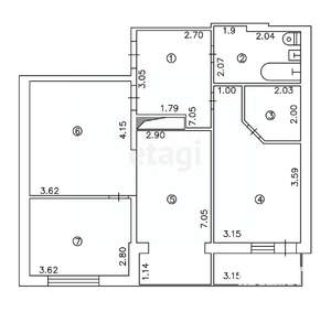 3-к квартира, вторичка, 70м2, 19/25 этаж