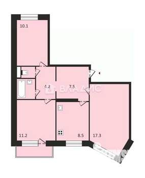 3-к квартира, вторичка, 62м2, 6/10 этаж