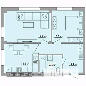 2-к квартира, строящийся дом, 61м2, 5/5 этаж