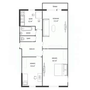 3-к квартира, вторичка, 61м2, 2/5 этаж