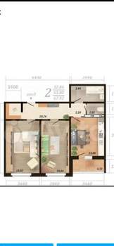 2-к квартира, вторичка, 68м2, 7/19 этаж