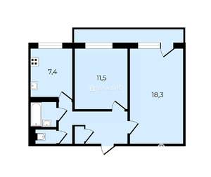 2-к квартира, вторичка, 51м2, 8/9 этаж