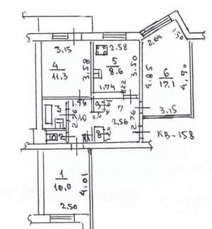 3-к квартира, вторичка, 62м2, 4/9 этаж
