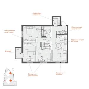 3-к квартира, вторичка, 83м2, 13/25 этаж