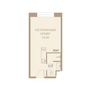 1-к квартира, вторичка, 24м2, 19/23 этаж