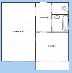 1-к квартира, вторичка, 35м2, 2/5 этаж