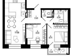 2-к квартира, строящийся дом, 53м2, 10/17 этаж