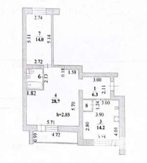2-к квартира, вторичка, 68м2, 4/9 этаж