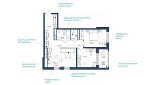 2-к квартира, вторичка, 71м2, 7/22 этаж