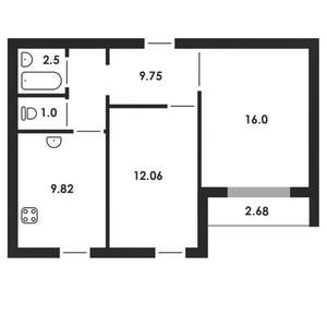 2-к квартира, строящийся дом, 52м2, 1/5 этаж