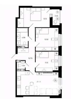 3-к квартира, вторичка, 80м2, 13/23 этаж