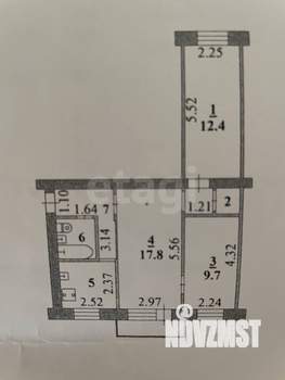 3-к квартира, вторичка, 54м2, 2/4 этаж