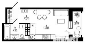 1-к квартира, вторичка, 27м2, 25/25 этаж