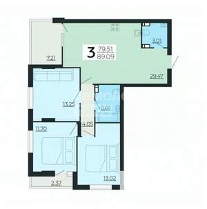 3-к квартира, вторичка, 89м2, 5/24 этаж