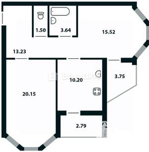 2-к квартира, сданный дом, 65м2, 17/17 этаж