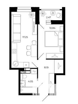 2-к квартира, вторичка, 41м2, 2/24 этаж