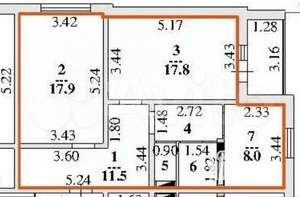 2-к квартира, вторичка, 63м2, 5/21 этаж