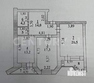 2-к квартира, вторичка, 82м2, 8/12 этаж