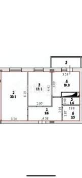 2-к квартира, вторичка, 62м2, 4/21 этаж