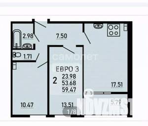3-к квартира, вторичка, 60м2, 12/25 этаж