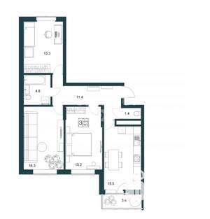 3-к квартира, вторичка, 79м2, 16/19 этаж