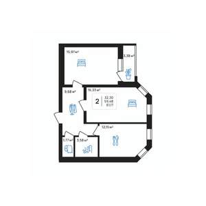 2-к квартира, строящийся дом, 61м2, 5/8 этаж