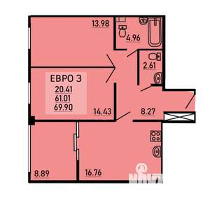2-к квартира, вторичка, 70м2, 10/25 этаж