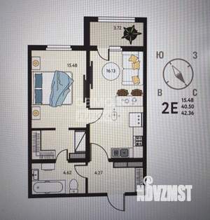 2-к квартира, вторичка, 42м2, 15/17 этаж