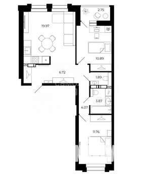 2-к квартира, вторичка, 62м2, 7/12 этаж