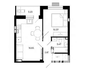 1-к квартира, вторичка, 38м2, 2/10 этаж