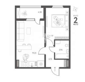 1-к квартира, вторичка, 41м2, 14/17 этаж