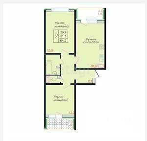 3-к квартира, вторичка, 65м2, 3/18 этаж