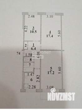 3-к квартира, вторичка, 60м2, 2/5 этаж