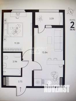 1-к квартира, вторичка, 37м2, 2/17 этаж