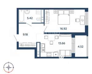 1-к квартира, вторичка, 50м2, 2/23 этаж