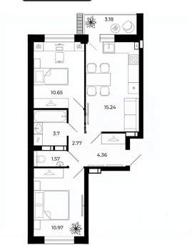 2-к квартира, вторичка, 52м2, 7/10 этаж