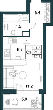 Студия квартира, вторичка, 30м2, 8/21 этаж