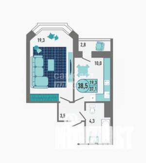 1-к квартира, вторичка, 39м2, 1/18 этаж